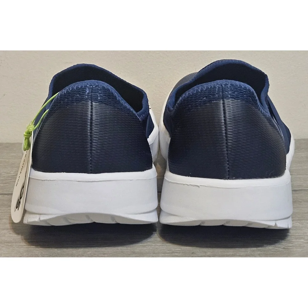 OOFOS Mens Low Mesh Comfort Recovery‎ Slip On Shoes White Navy Mens 11.5 NWT